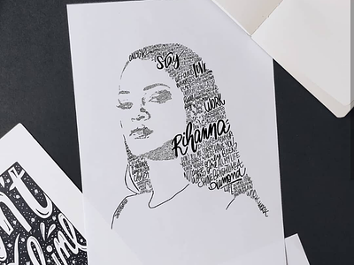 Rihanna art lettering music portrait poster rihanna typography
