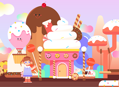 candy world design illustration 儿童插画