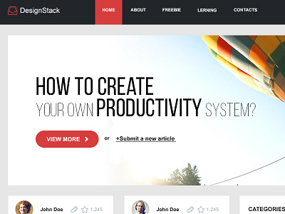 DesignStack - Free CSS&PSD Template comunity design flat minimalistic site stack template web