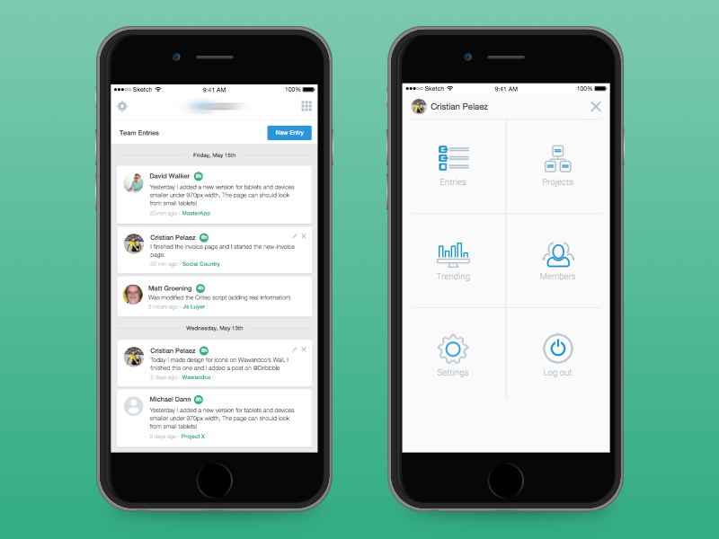 Mobile Menu V2 dropdown ios navigation mobile entries icons sidebar menu