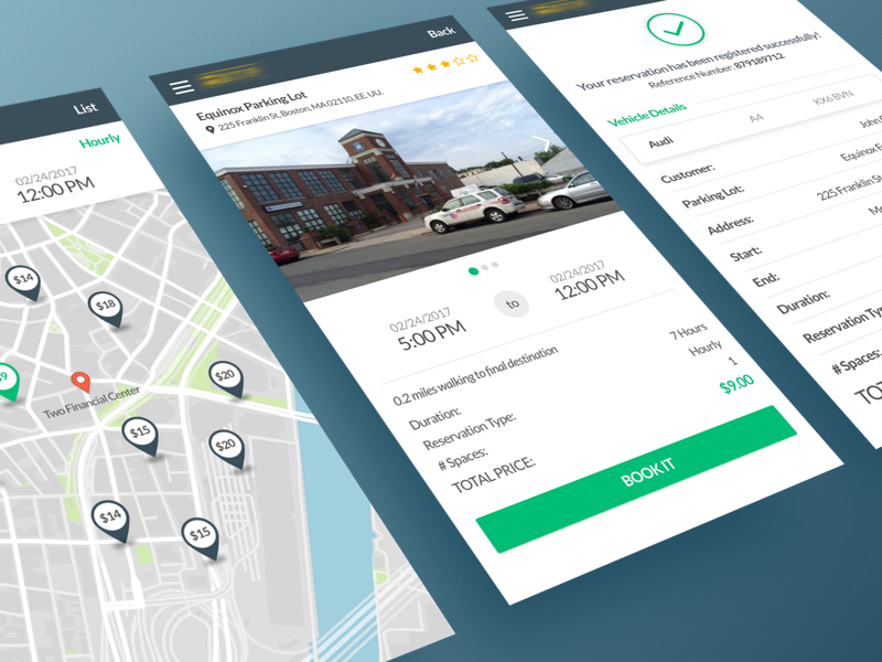 Parking App parking lot vehicle map reservation booking mobile app parking