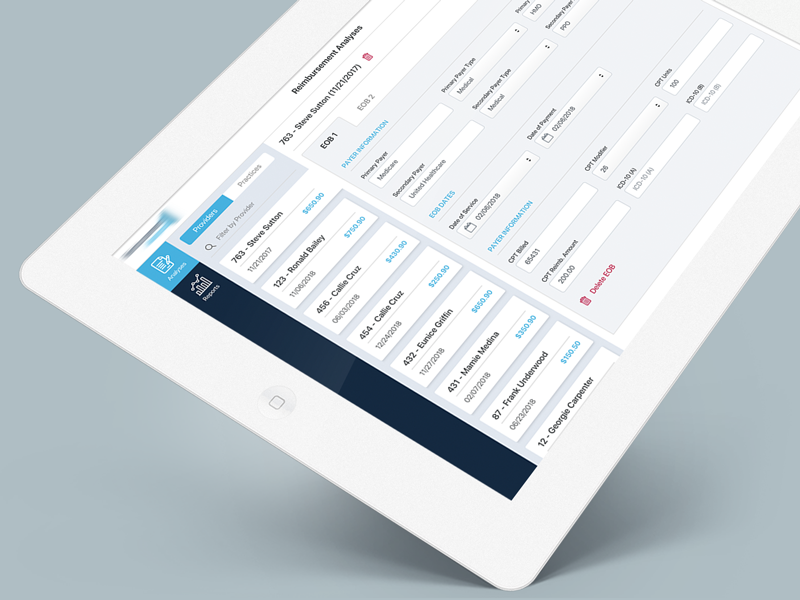Reimbursement App report analyses tool healthcare medical reimbursement tablet mobile application ipad app