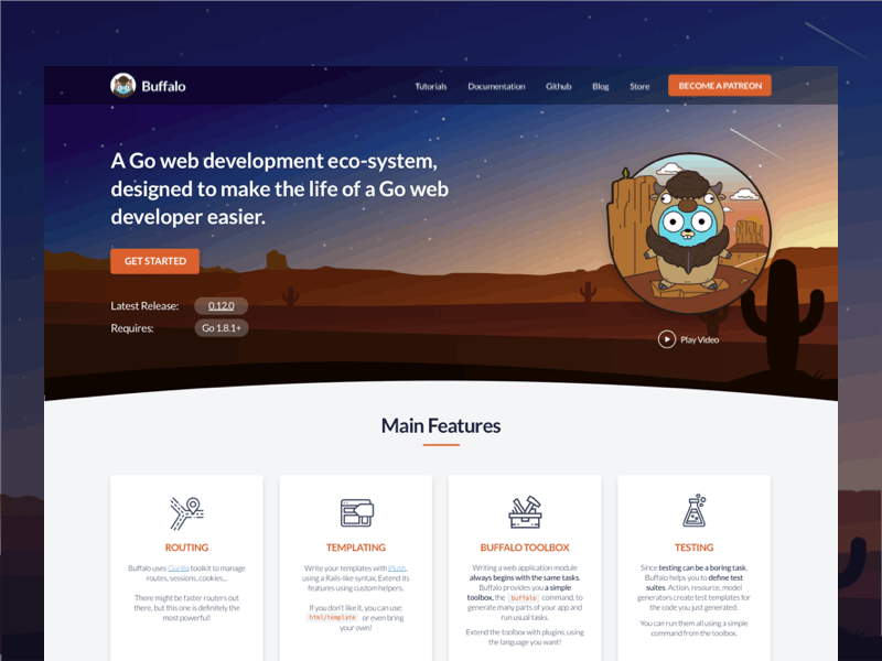 Buffalo.io Lading Page desert team illustration landing page landing gif collaboration buffalo design ui web go