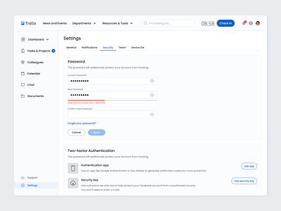 Security Settings / Daily UI 007 100dailyuichallenge 100daysdailyui daily ui dailyui security settings trello ui ux uidesign uiux webdesign