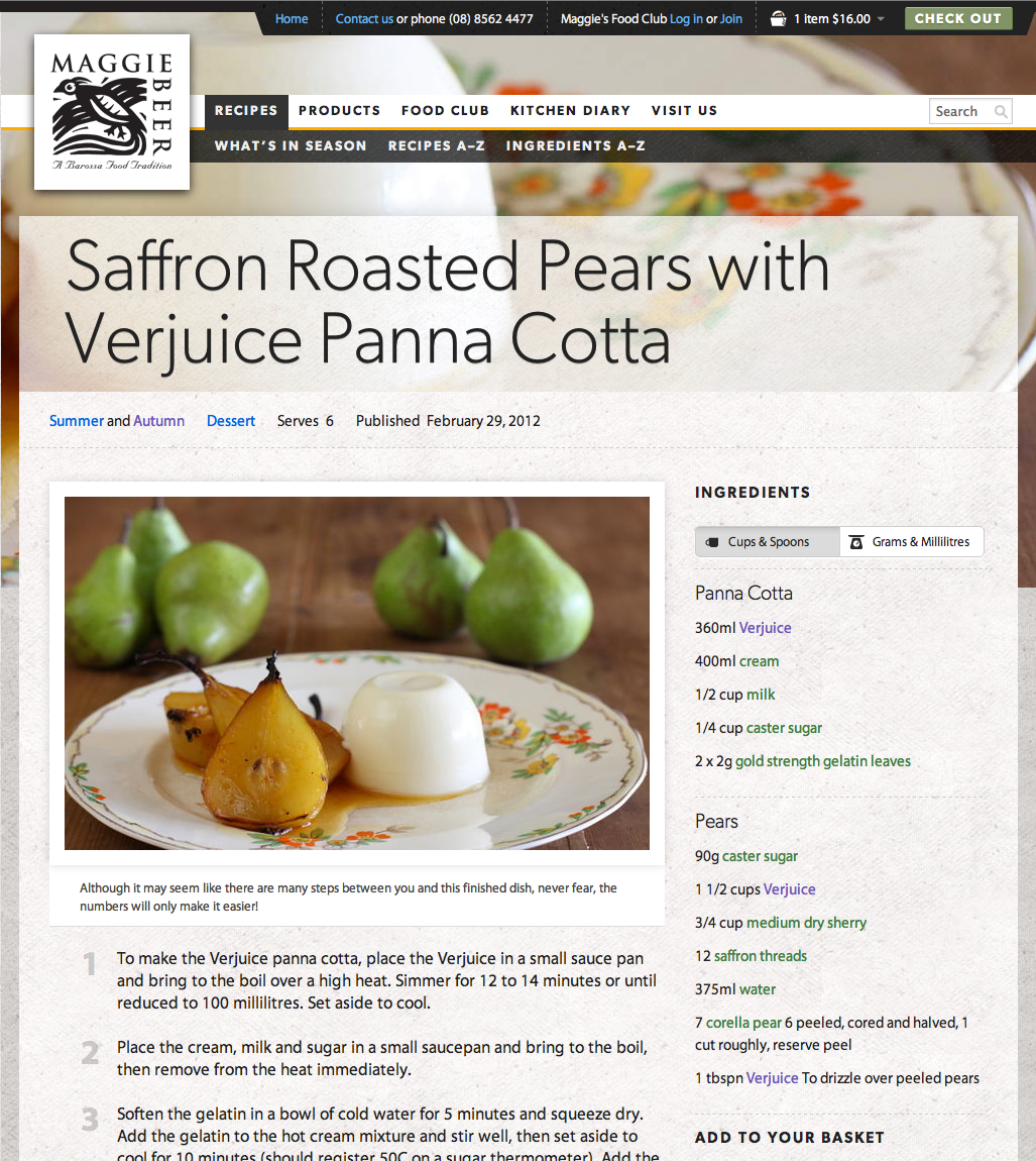 Maggie Beer Recipe Detail by Spook and Puff on Dribbble