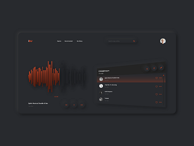 Web UI - Web Music Player UI Design app design musicplayer neumorphism orange playlist ui uidesign ux uxdesign webapp webdesign