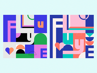 Fluye design fluye geometric graphic heart illustration lettering letters shapes type typography vector