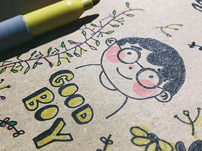 Good Boy boy doodle illustration letters sharpie