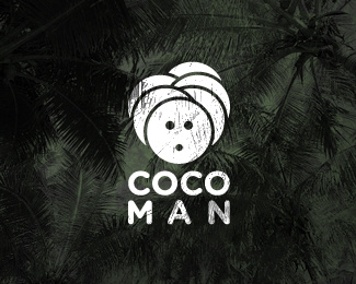 Coco Man coco coconut face logo palm tree