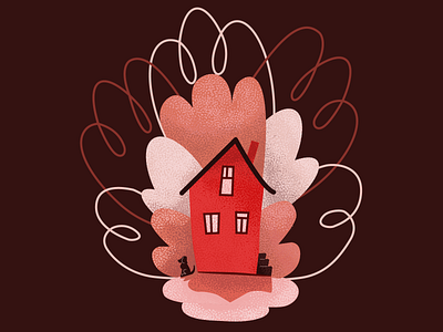 House with a dog adobe illustrator dog home house monochrome noise red