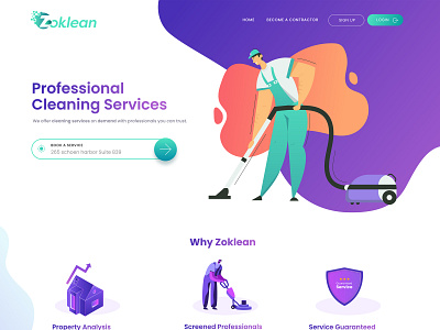 Cleaning Website Home Page animation app art branding character design graphic design icon illustration illustrator logo minimal photoshop type typography ui ux vector website