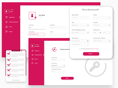 Edit Information Page changepassword clean design edit editpage fill pink product design profile profile page username webdesign webpage webpagedesign
