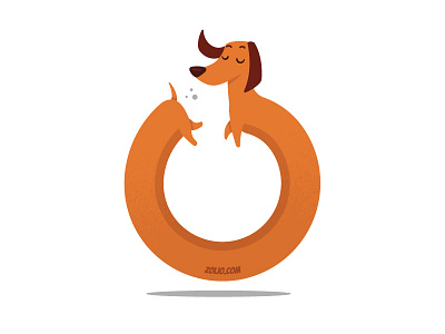Ouroozos, self sniffing Dachshund cartoon dach dachshund dog funny funny illustration mascot tshirt vector wiener