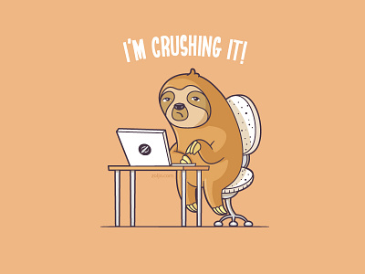 I'm Crushing It animals cartoon coder designer funny illustration programmer sloth t shirts vector