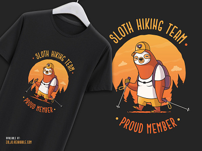 Sloth Hiking Team T-Shirt animal cartoon design funny hiking illustration nature sloth sloth hiking team t shirt tshirt vector
