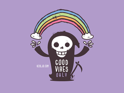 Good Vibes Only cartoon design funny good vibes good vibes only grim reaper illustration no bad vibes tshirt vector