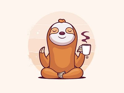 Coffee Yoga animals cartoon coffee funny illustration meditation sloth tshirt vector yoga zen