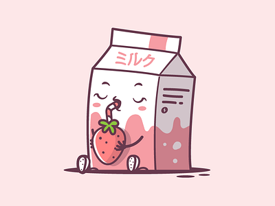 Strawberry Milk car cartoon cute drawing funny illustration kawaii mascot milk strawberry strawberry milk tshirt vector
