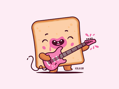 Jamming cartoon design funny guitar illustration jam jamming kawaii mascot music toast tshirt vector