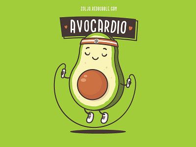 Avocardio - Avocado Workout avocado cartoon character design exercise funny gym illustration jumping kawaii mascot rope tshirt vector workout
