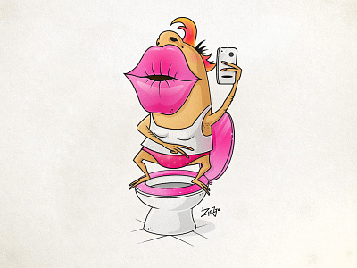 Duckface cartoon creature duck face duckface female funny illustration monster selfie woman