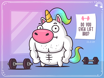 Do You Even Lift Bro? NFT cartoon fitness funny gym illustration mascot muscle nft unicorn vector