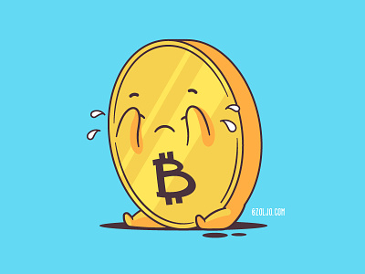 Crying Bitcoin bitcoin cartoon coin crying crypto cryptocurrency illustration market mascot sad vector
