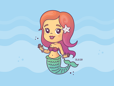 Mermaid Character cartoon chibi cute girl illustration mascot mermaid sea underwater vector