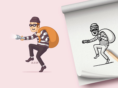Burglar burglar cartoon crime criminal illustration sketch stealing thief vector