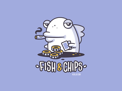 Fish and Chips cartoon chips design fish fish and chips funny illustration poker poker player tshirt vector