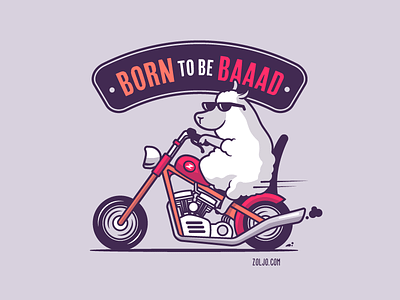 Born to be Baaad biker born to be bad cartoon funny illustration sheep tshirt vector