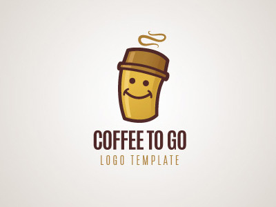 Coffee To Go cartoon character coffee coffee to go cup cute drink face logo mascot smiling template