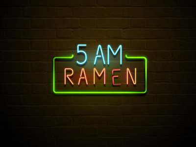 Food Blog Logo design illustration lights logo neon ramen sign text wall