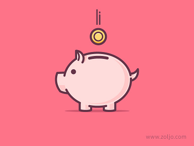 Piggy Bank bank coin icon illustration line linework money piggy vector work