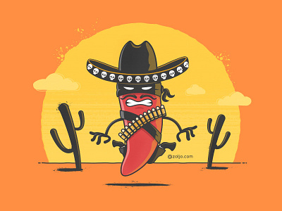 Chili Bandito angry bandito chili desert desperado hot illustration pepper tshirt vector wild west
