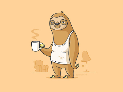 Monday Morning animals coffee depresso illustration monday morning sloth t shirt vector