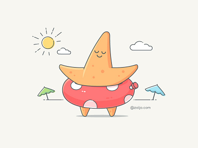 Lets Have Fun beach cartoon fun holidays illustration starfish summer vacations vector