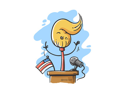 Mopolitician america cartoon illustration mop politician president trump tshirt vector