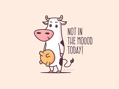 Not In The Mood Today! cow illustration merchandise mood mug not in the mood today stickers tshirt vector