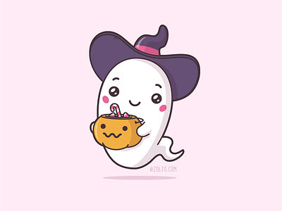 Halloween Ghost cartoon character cute ghost haloween illustration kawaii stock vector