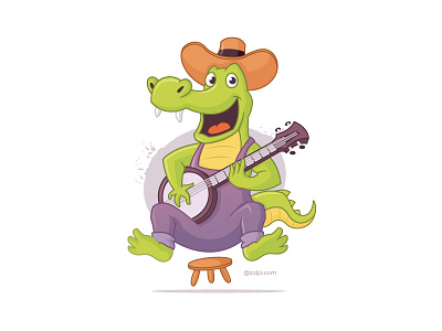 Bluegrass Alligator alligator animals banjo bluegrass cartoon crocodile gator illustration music player redneck vector