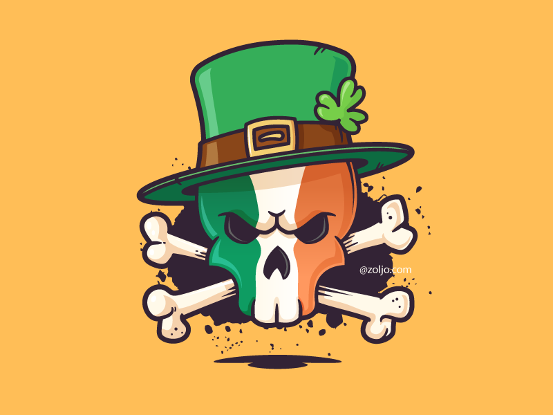 Leprechaun Skull drawing illustration vector saint patricks day st patricks day skull and bones ireland irish skull leprechaun
