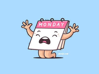 Monday Horror Story calendar cartoon character crying illustration monday sucks tshirt vector