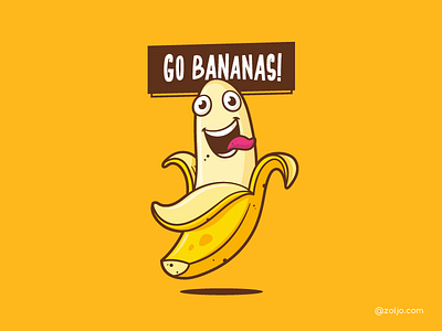 Go Bananas! banana cartoon character funny illustration vector