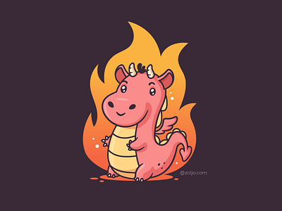 Dragon baby baby cute dragon fire flames illustration kawaii t shirt vector