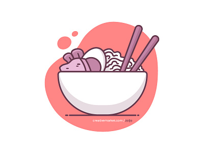 Ramen Icon fast food food icon illustration line art monoline noodles ramen vector