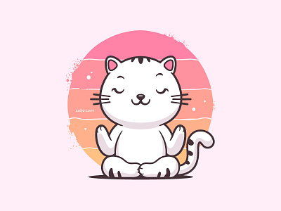 Zen Kitty animal cartoon cat character cute drawing illustration kitten kitty mascot meditation tshirt vector yoga