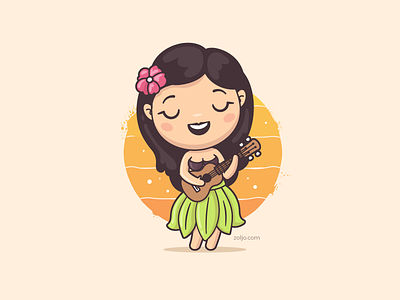 Hula Dancer cute dancer female hawaii hula hula girl illustration tropical ukulele vacations vector