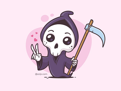 Grim Reaper cartoon character death funny grim reaper humor illustration kawaii sticker vector