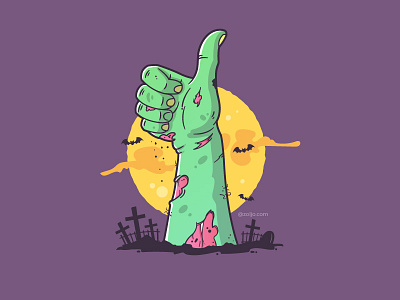It's all good! funny graveyard halloween illustration thumb up undead vector zombie